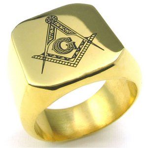 Free Mason Ring - Flat Face Freemasonry Style - Stainless Steel Masonic …